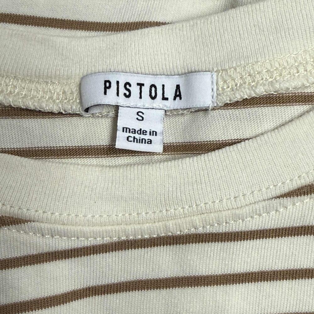 Anthropologie Pistola Trina Muscle Tee Sable Striped Boxy Fit Crew Neck Small - Picture 6 of 8